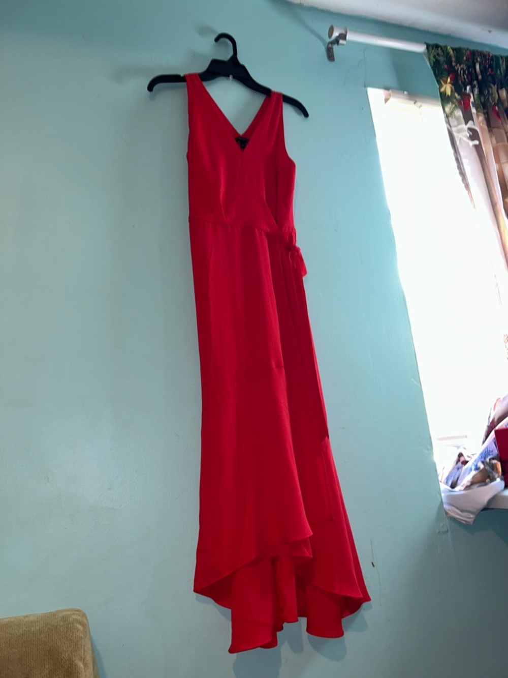 Banana Republic Red High-Low V-Neck Maxi Dress